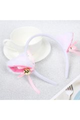 Çanlı Anime Kedi Kulağı Cosplay Taç Beyaz