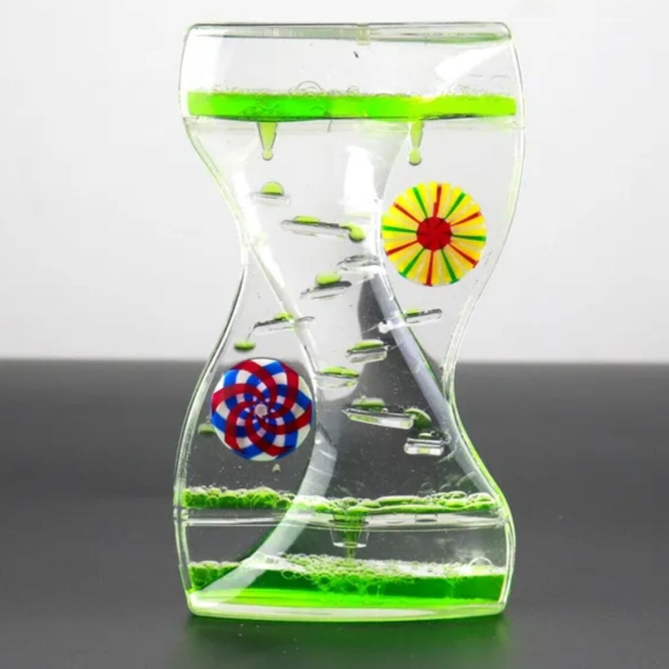 Yeşil Zikzak Akan Dönen Jel Sıvı Damla Kum Saati