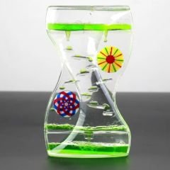 Yeşil Zikzak Akan Dönen Jel Sıvı Damla Kum Saati