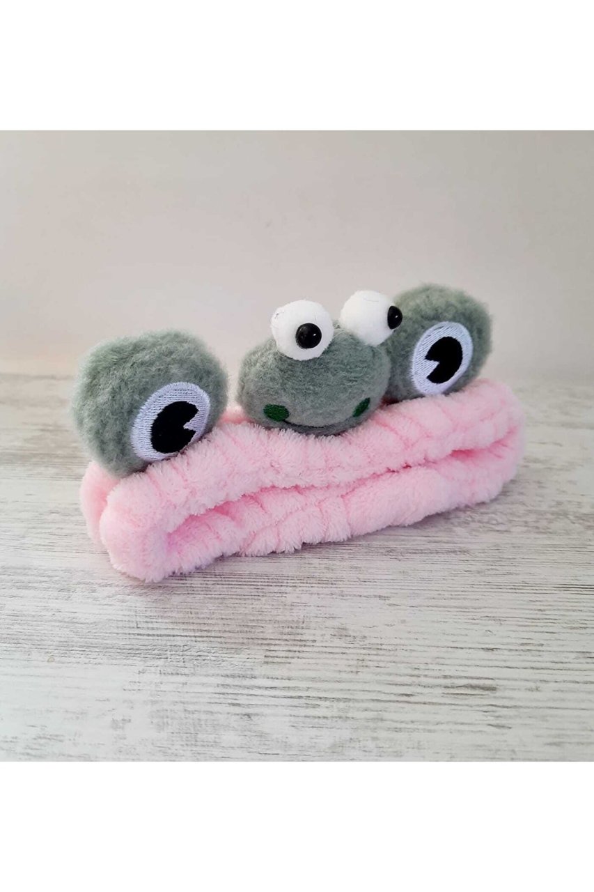 Sevimli Kurbağa Saç Bandı Peluş Saç Bandana Pembe