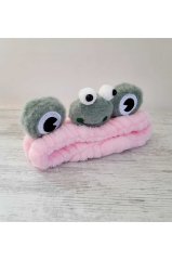 Sevimli Kurbağa Saç Bandı Peluş Saç Bandana Pembe