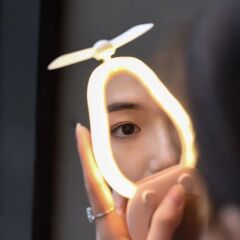 Avokado Led Işıklı Makyaj Aynası Mini El Fanı Usb Şarjlı Avakado Figürlü Fonksiyonel Vantilatör