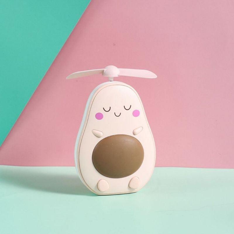 Avokado Led Işıklı Makyaj Aynası Mini El Fanı Usb Şarjlı Avakado Figürlü Fonksiyonel Vantilatör