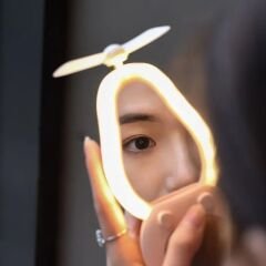 Avokado Led Işıklı Makyaj Aynası Mini El Fanı Usb Şarjlı Avakado Figürlü Fonksiyonel Vantilatör