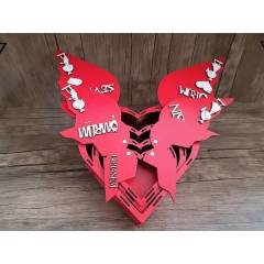 Ahşap Kalpli Kutu 4 lü Kalp Hediye Kutusu