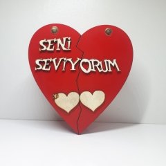Seni Seviyorum Ahşap Kırık Kalp Kutu