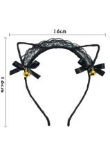 Anime Cosplay Kedi Kulaklı Siyah Taç Çanlı Kedi Kulak Taç