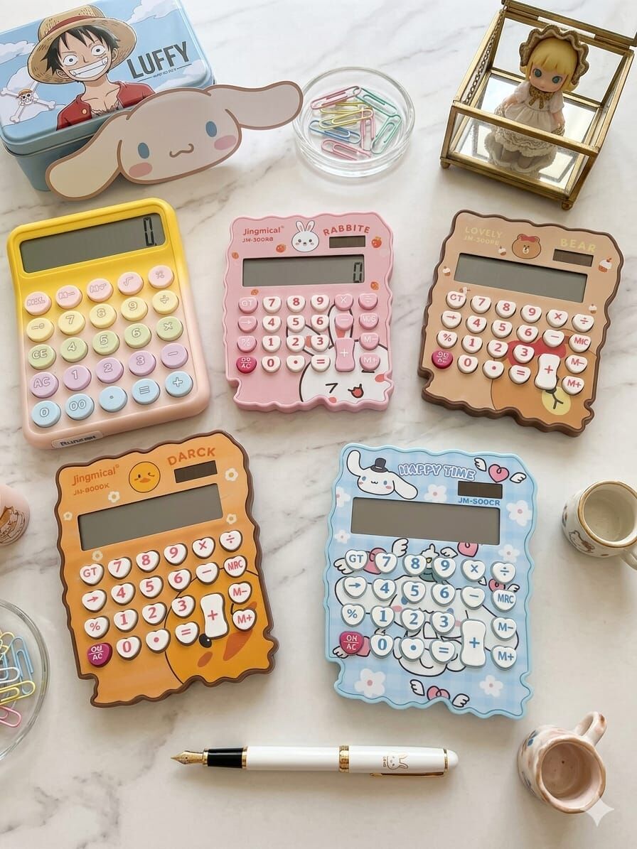 Kawaii Karakter Temalı Hesap Makinesi – Sevimli Masaüstü Hesap Makinesi 1 Adet