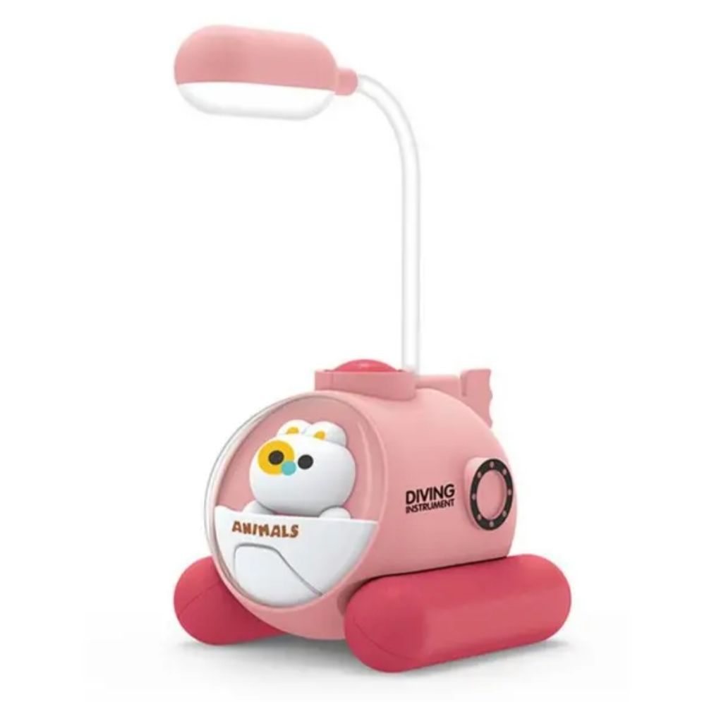 Pembe Sevimli Kedi Masa Lambası Led Işıklı Çift Foksiyonlu Masa ve Gece Lambası