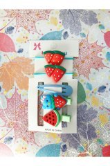 Çilek Tasarımlı Lastik Klips Ve Çıtçıt Silikon Toka Seti 5'li