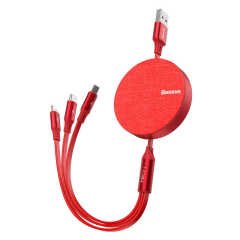 Baseus Fabric 3 in 1 Flexible Şarj Kablo Micro+Lightning+Type-C 3.5A .1.2M