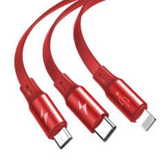 Baseus Fabric 3 in 1 Flexible Şarj Kablo Micro+Lightning+Type-C 3.5A .1.2M