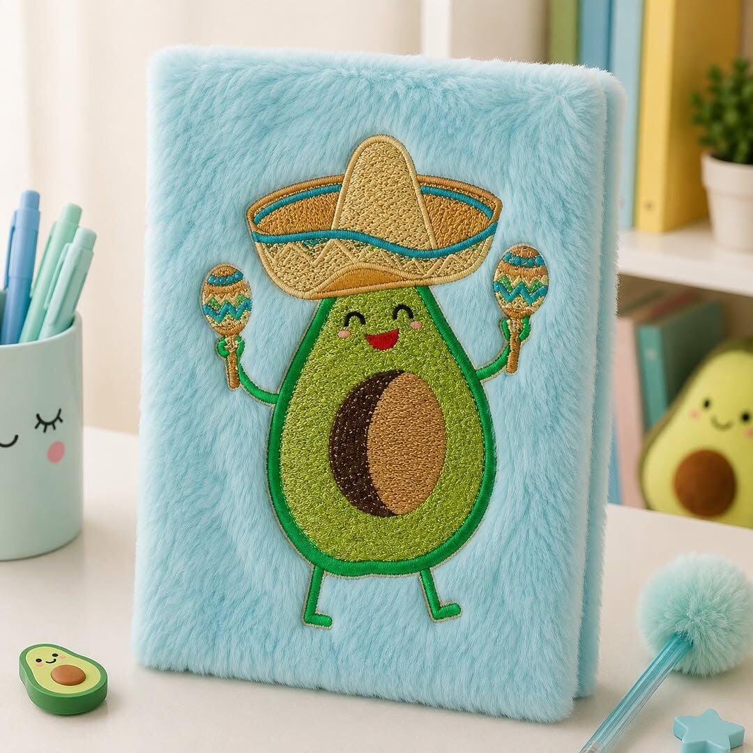 Avokado Peluş Kapaklı Not Defteri