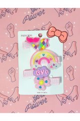 Kız Çocuk Prenses Renkli Gökkuşağı Silikon Klips Toka Seti 4'lü