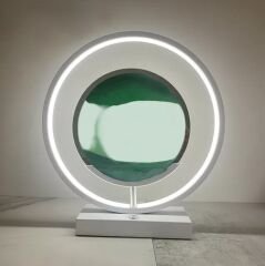 Dokunmatik Led Işıklı Kum Tablo Dekoratif Büyük Boy Yuvarlak Akar Kum Saati Tablo