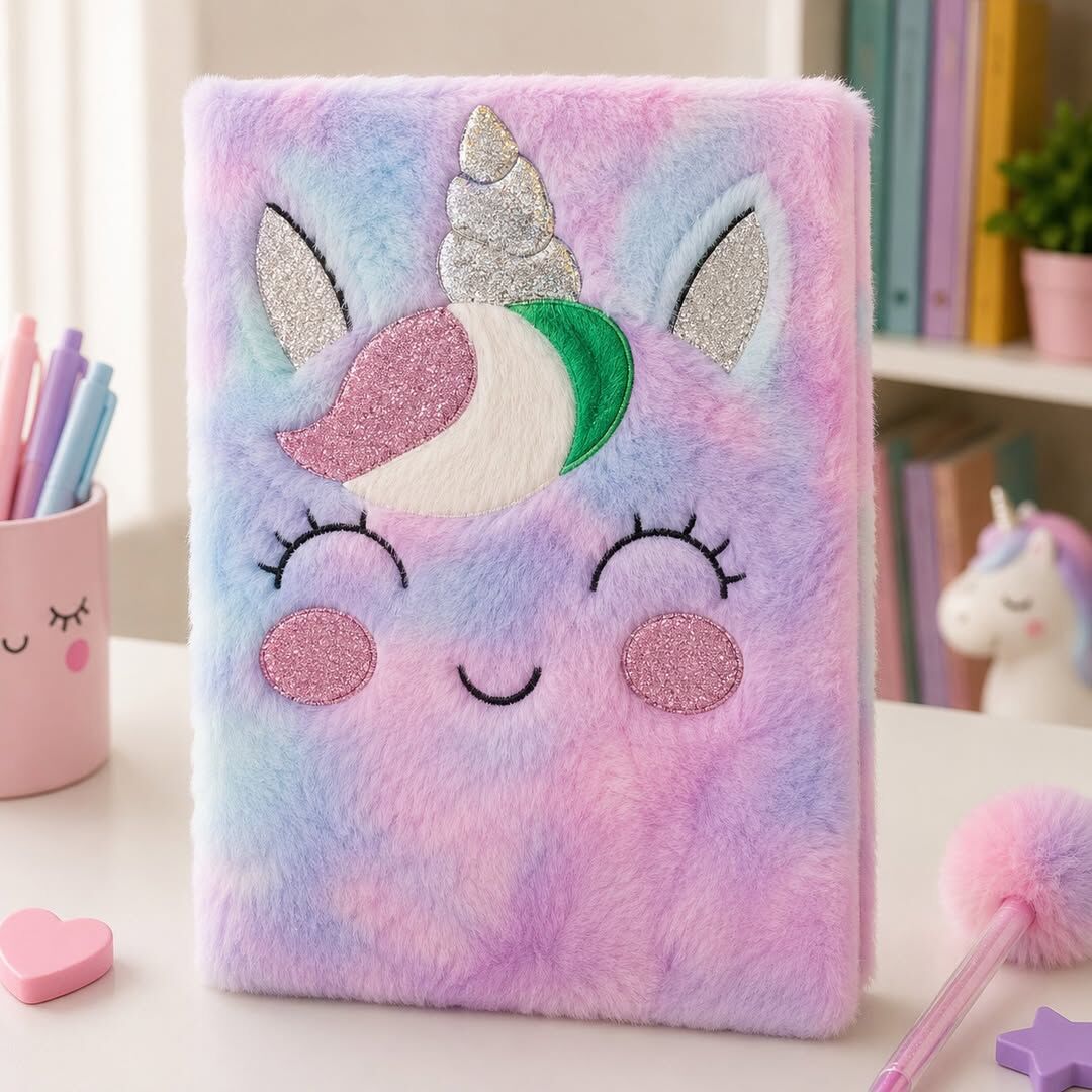 Gökkuşağı Unicorn Peluş Günlük Defteri