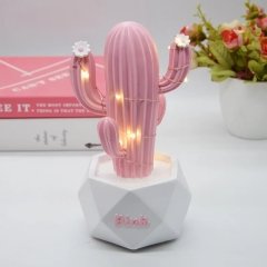 Işıklı Pembe Kaktüs Tasarım Biblo