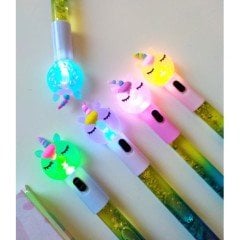 Işıklı Boynuzlu Donut Simli Sulu Jel Mürekkep Kalem Renk Değiştiren