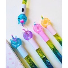 Işıklı Boynuzlu Donut Simli Sulu Jel Mürekkep Kalem Renk Değiştiren