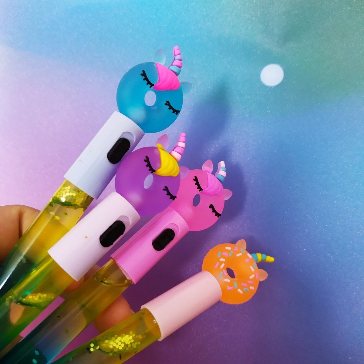 Işıklı Boynuzlu Donut Simli Sulu Jel Mürekkep Kalem Renk Değiştiren