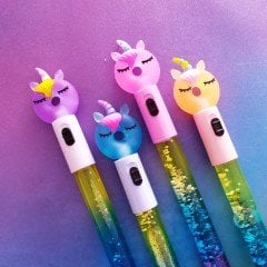 Işıklı Boynuzlu Donut Simli Sulu Jel Mürekkep Kalem Renk Değiştiren