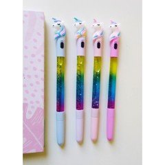 Işıklı Unicorn Simli Sulu Jel Mürekkep Kalem Renk Değiştiren