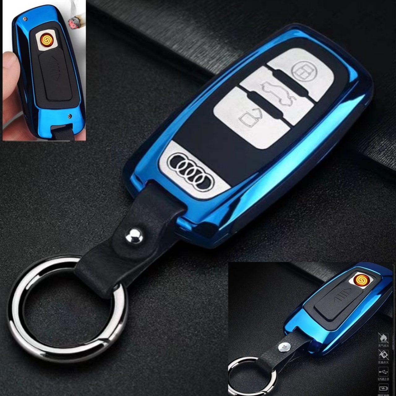 Audi Araba Anahtarlık Alevsiz Şarjlı Çakmak