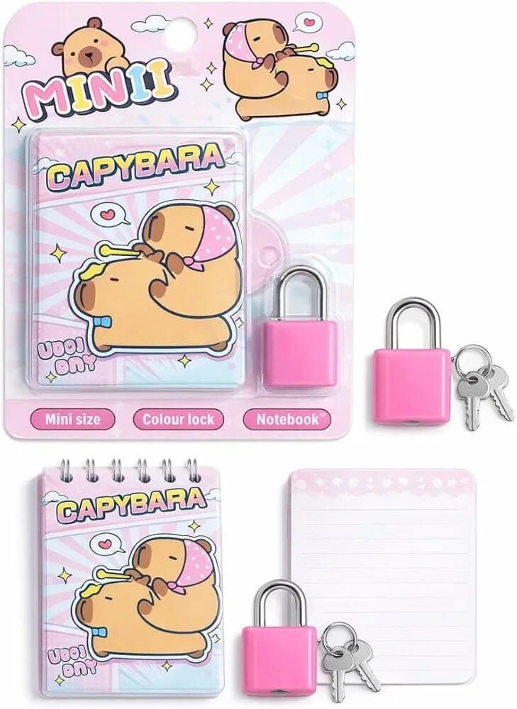 Capybara Kilitli Mini Günlük Seti