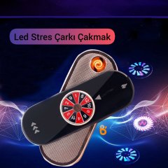 Stres Çarkı Renkli Led Işıklı Alevsiz Çakmak Şarjlı Flashlı Renkli
