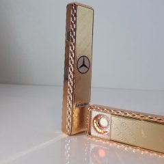 Metal Gold Alevsiz Elektronik Çakmak Şarjlı Ledli