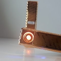 Metal Gold Alevsiz Elektronik Çakmak Şarjlı Ledli