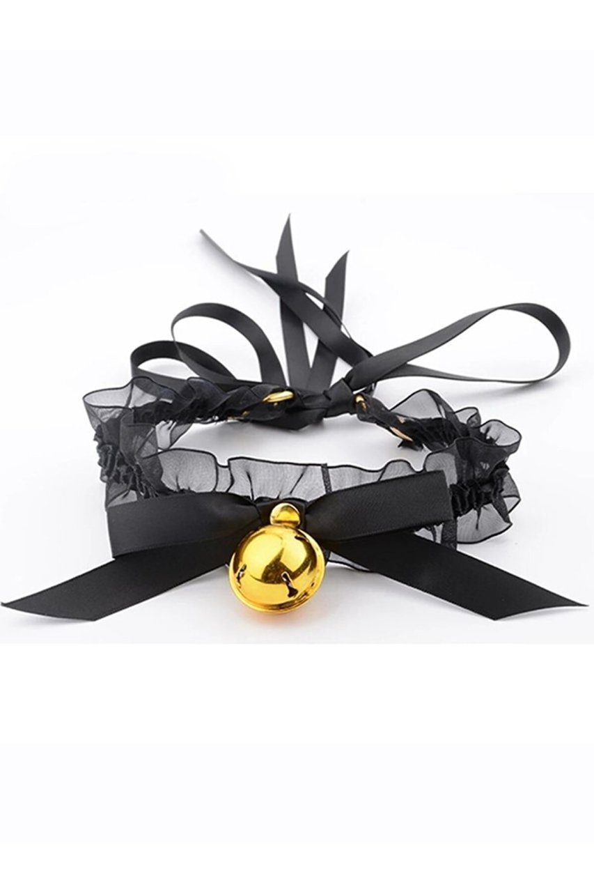 Dantelli Gold Büyük Çanlı Choker Kolye