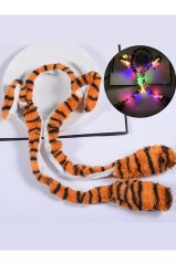 Kahve Zebra Işıklı Hareketli Kulakları Kalkan Şapka