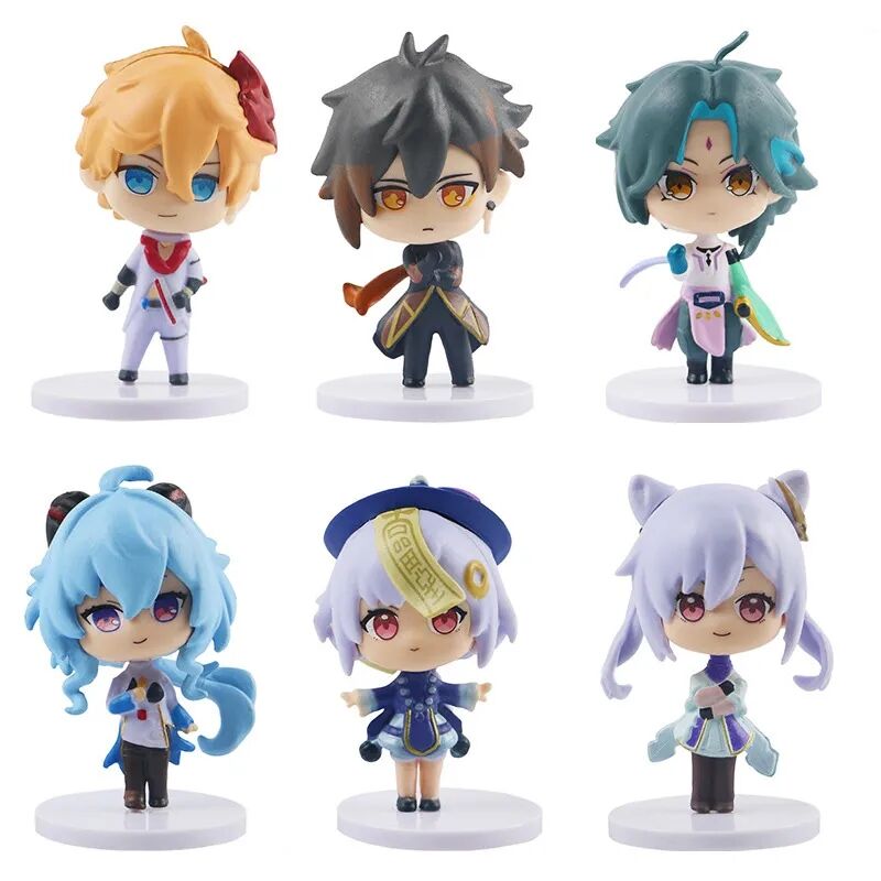 Anime Genshin Impact Darbe 6 Adet Figür Set Klee Ganyu Barli Barbatos Paimon Lisa Figürleri