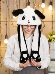 Panda Işıklı Kulakları Kalkan Hareketli Kawaii Şapka