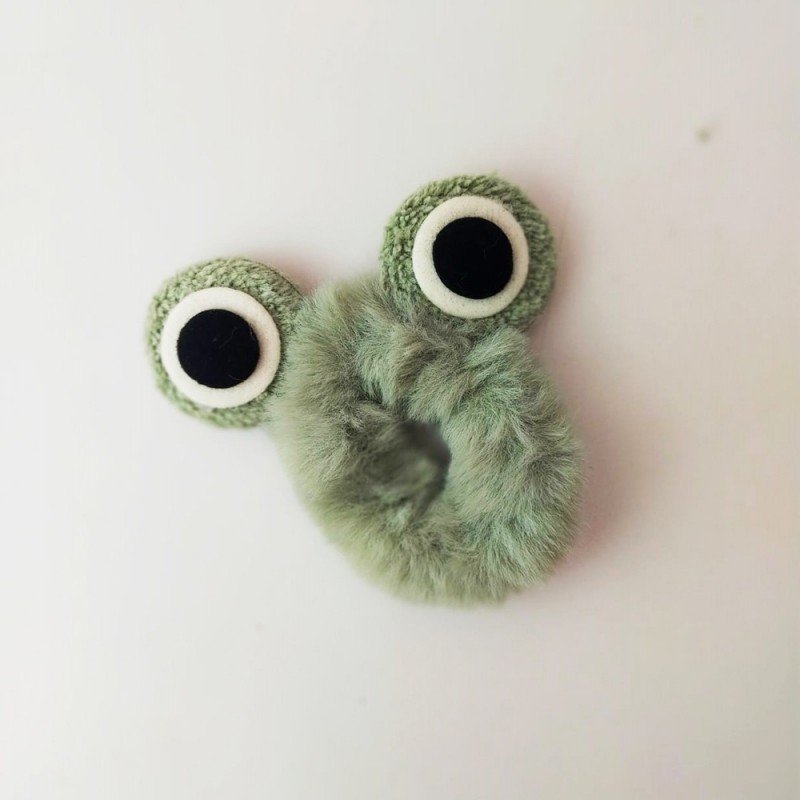 Yeşil Peluş Kurbağa Lastik Toka