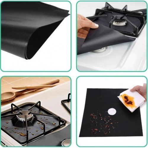 Ocak Koruyucu Folyo Yanmaz Yapışmaz 4'lü Siyah Set