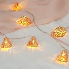 10'lu Metal Yaprak Tasarım Aydınlatma Şerit Pilli Led Lamba (1.5 mt)