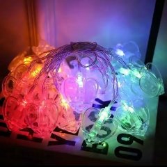 10'lu Kalp Şeklinde Renkli Işıklı Fotoğraf Mandalları