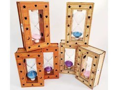 Işıklı Ahşap Kasalı Dekoratif Cam Kum Saati