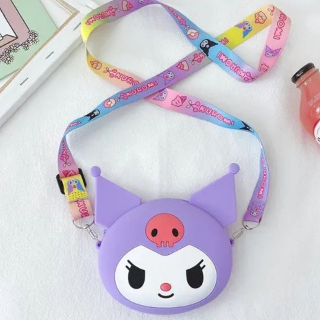 Anime Kawaii Sanrio Kuromi Omuz Askılı Silikon Çanta Kuromi Cüzdan Ayarlanabilir