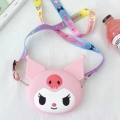 Anime Kawaii Sanrio Kuromi Omuz Askılı Silikon Çanta Kuromi Cüzdan Ayarlanabilir