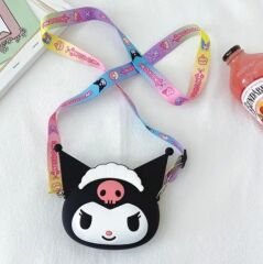 Anime Kawaii Sanrio Kuromi Omuz Askılı Silikon Çanta Kuromi Cüzdan Ayarlanabilir