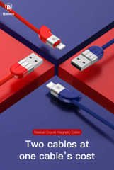 Baseus Couple Manyetik Kablo For İphone 2 Kablo Mavi+Kırmızı 1M 2A