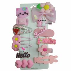 14'lü Pens Klipsli Çıtçıt Toka Seti Çocuk Sevimli 14 Adet Toka Seti