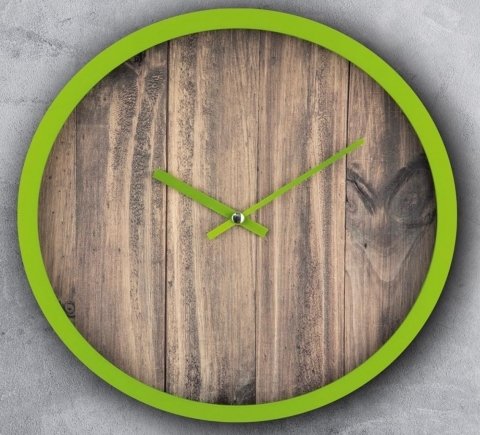 Meşe Baskılı Duvar Saati Yeşil