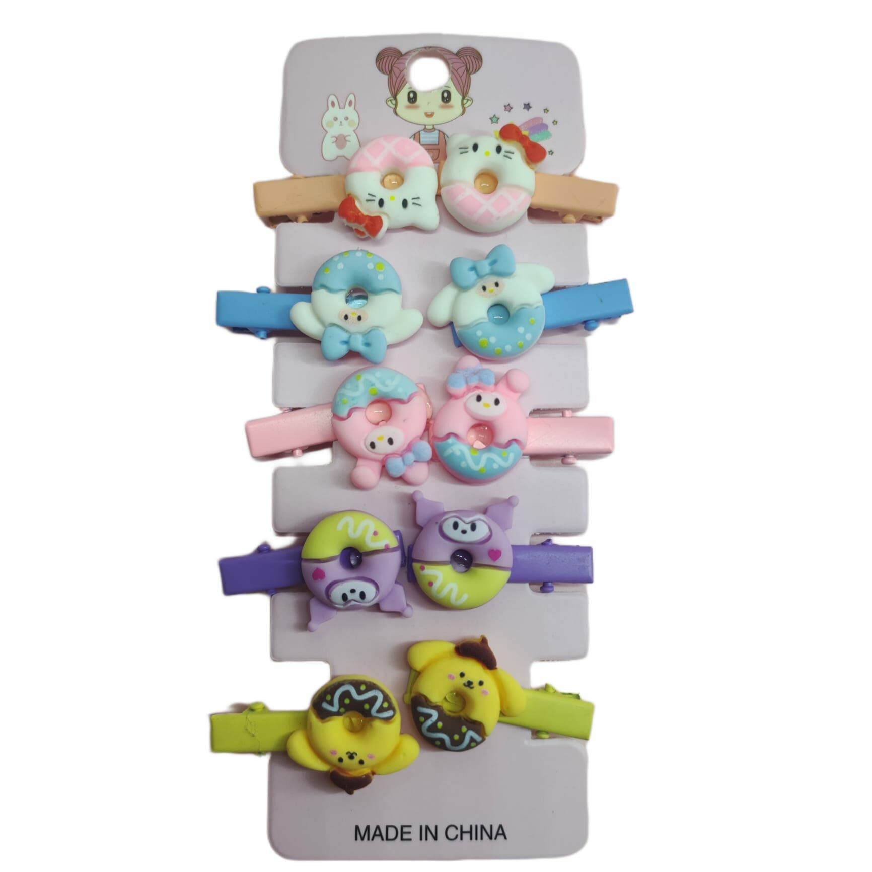 Hello Kitty Sanrio Kuromi 10'lu Sevimli Klipsli Pens Toka Seti