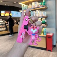 Pembe Panter Karakter Lüx Anahtarlık Çanta Aksesuarı Süsü 1 Adet