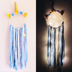 Işıklı Düş Kapanı Unicorn Renkli Dream Catcher