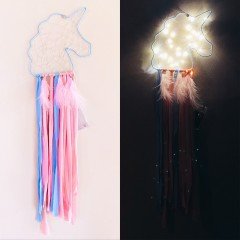 Unicorn Ledli Dekoratif Işıklı Düş Kapanı Dream Catcher